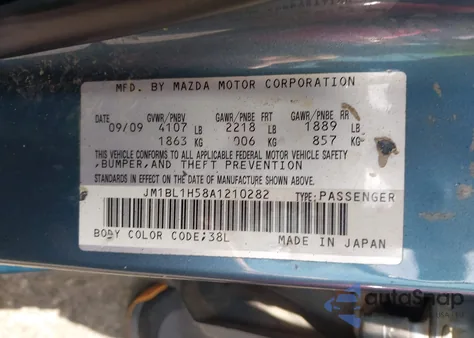 2010 Mazda Mazda3 S Sport z USA, uszkodzony, nr VIN JM1BL1H58A1210282